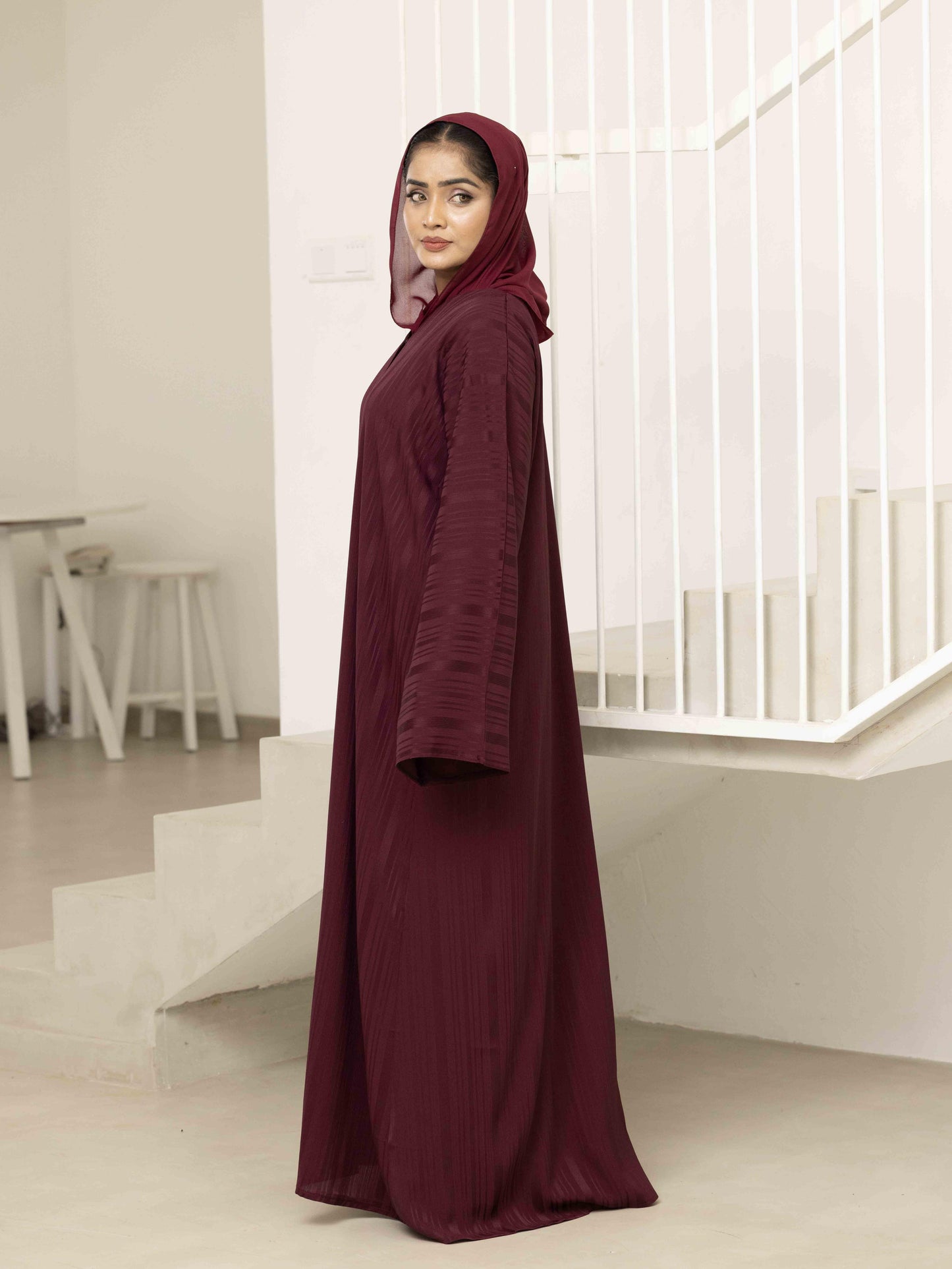 Majestic Burgundy Abaya