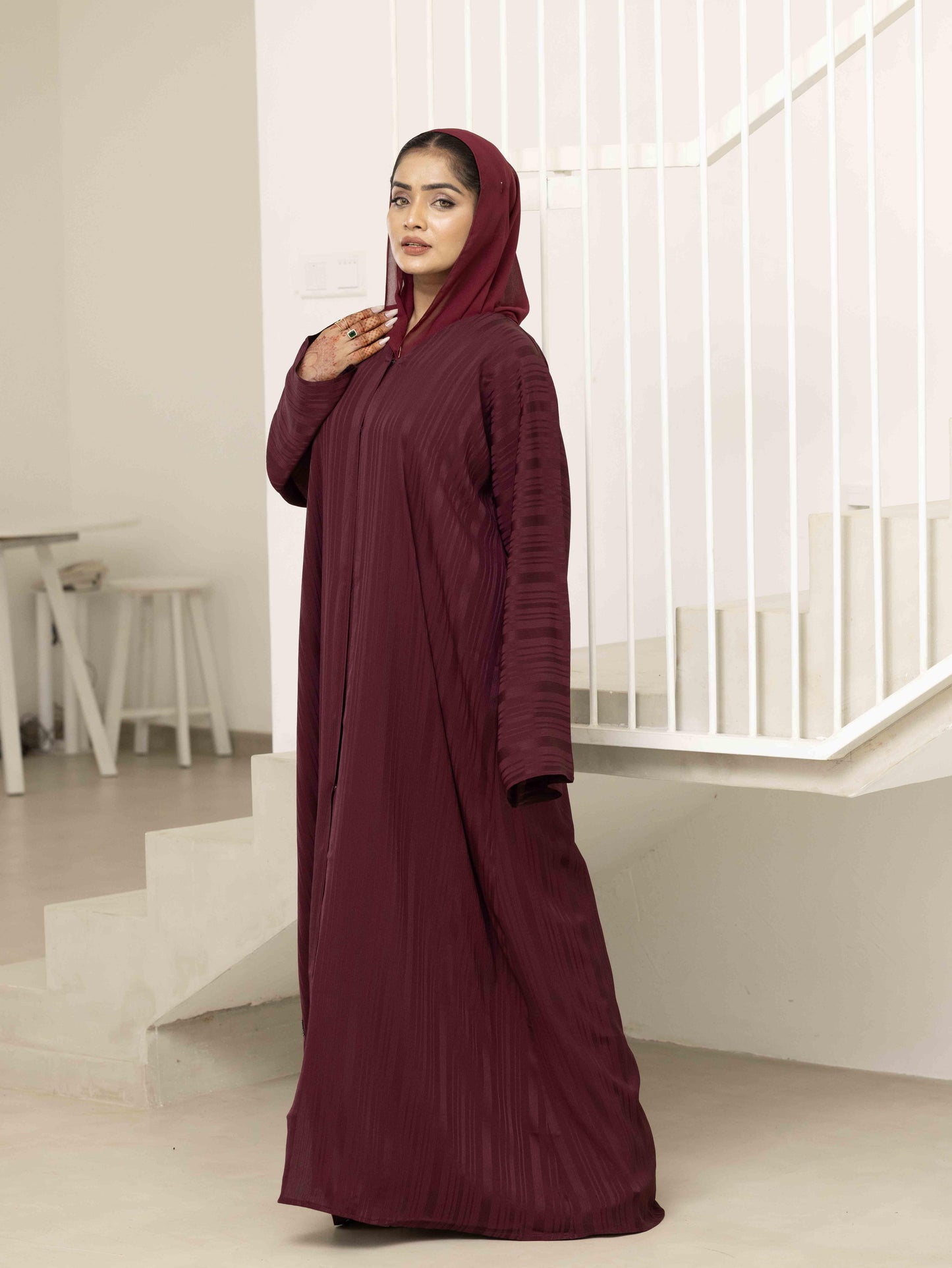 Majestic Burgundy Abaya
