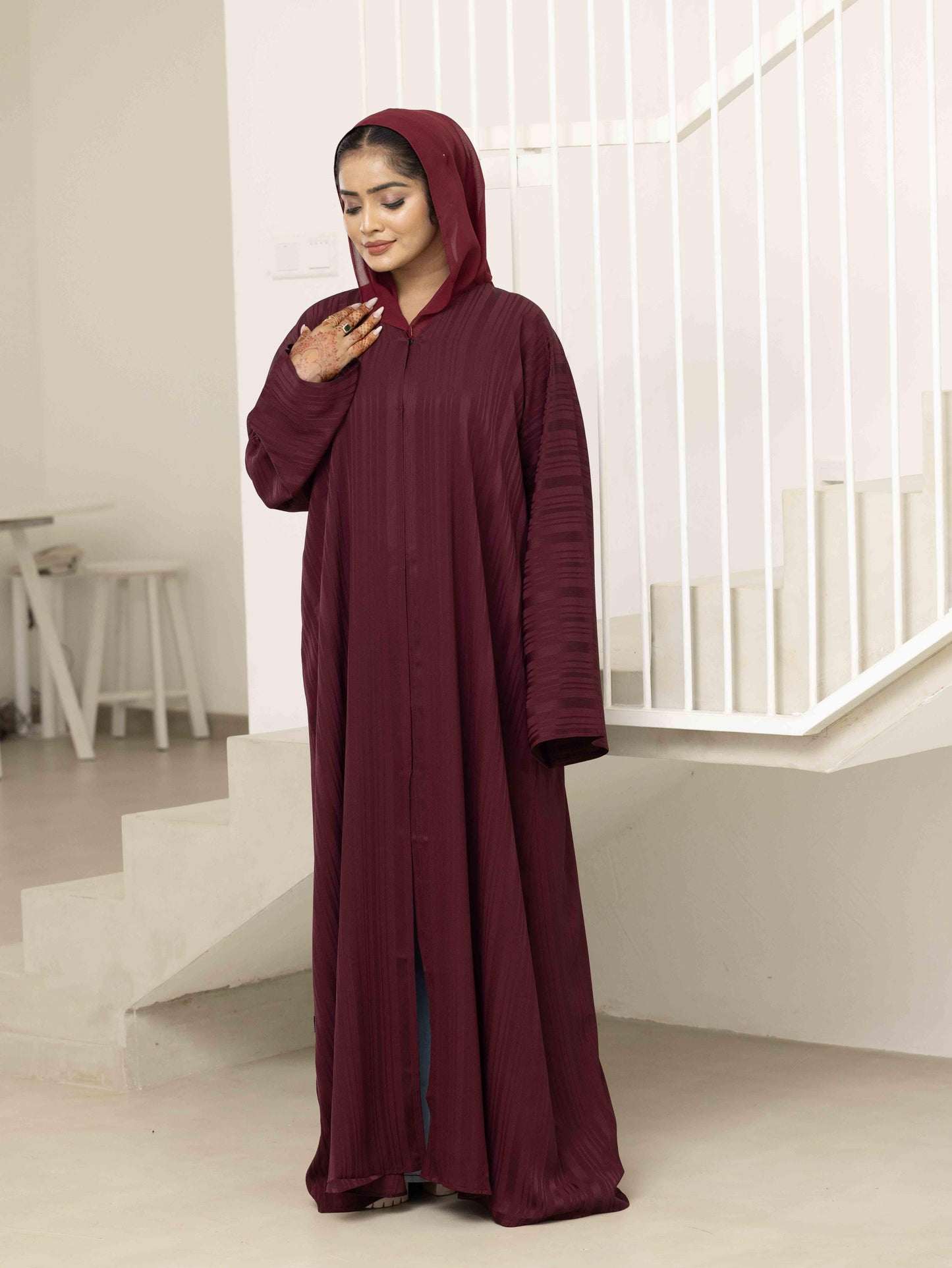 Majestic Burgundy Abaya