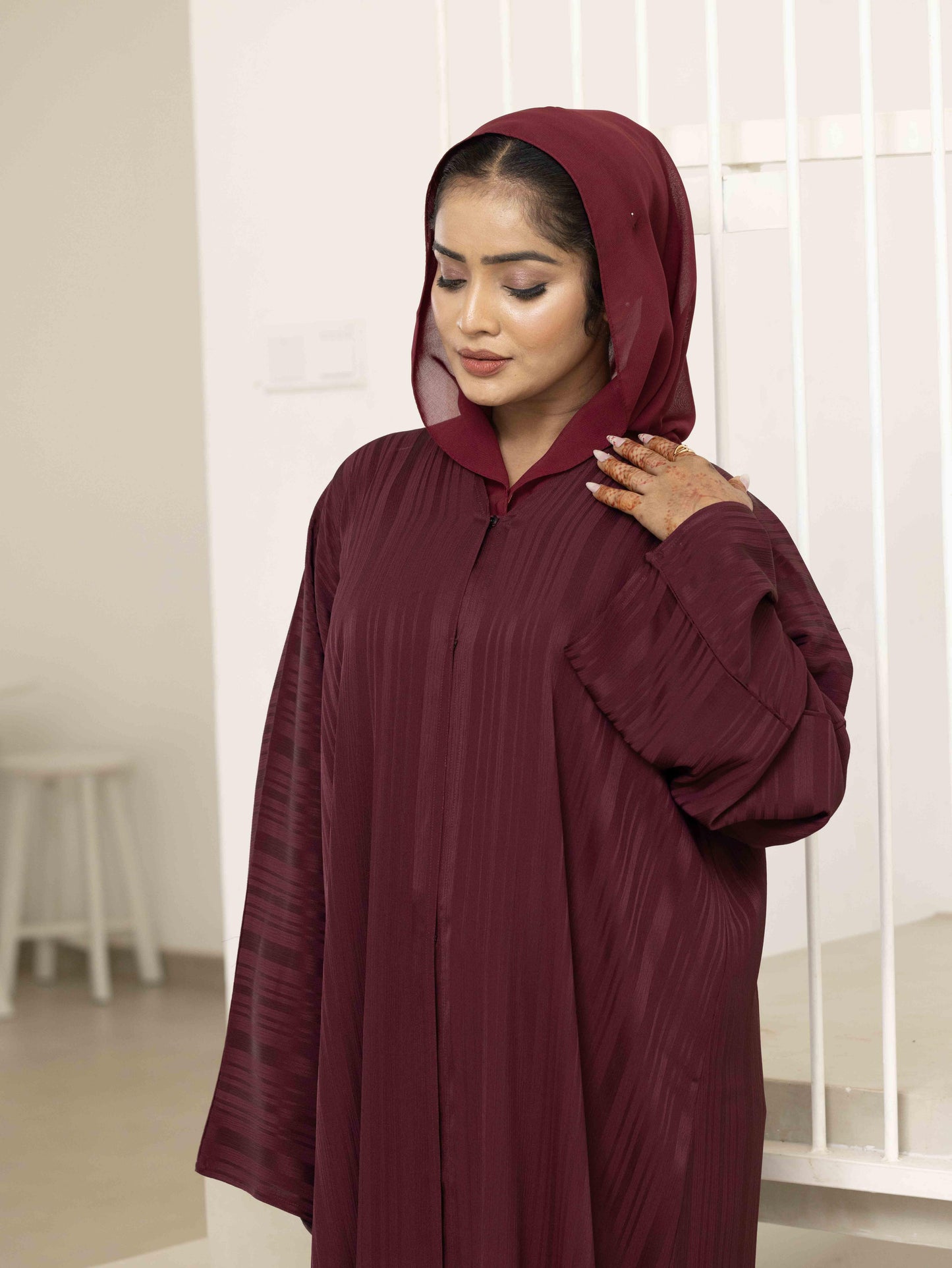 Majestic Burgundy Abaya
