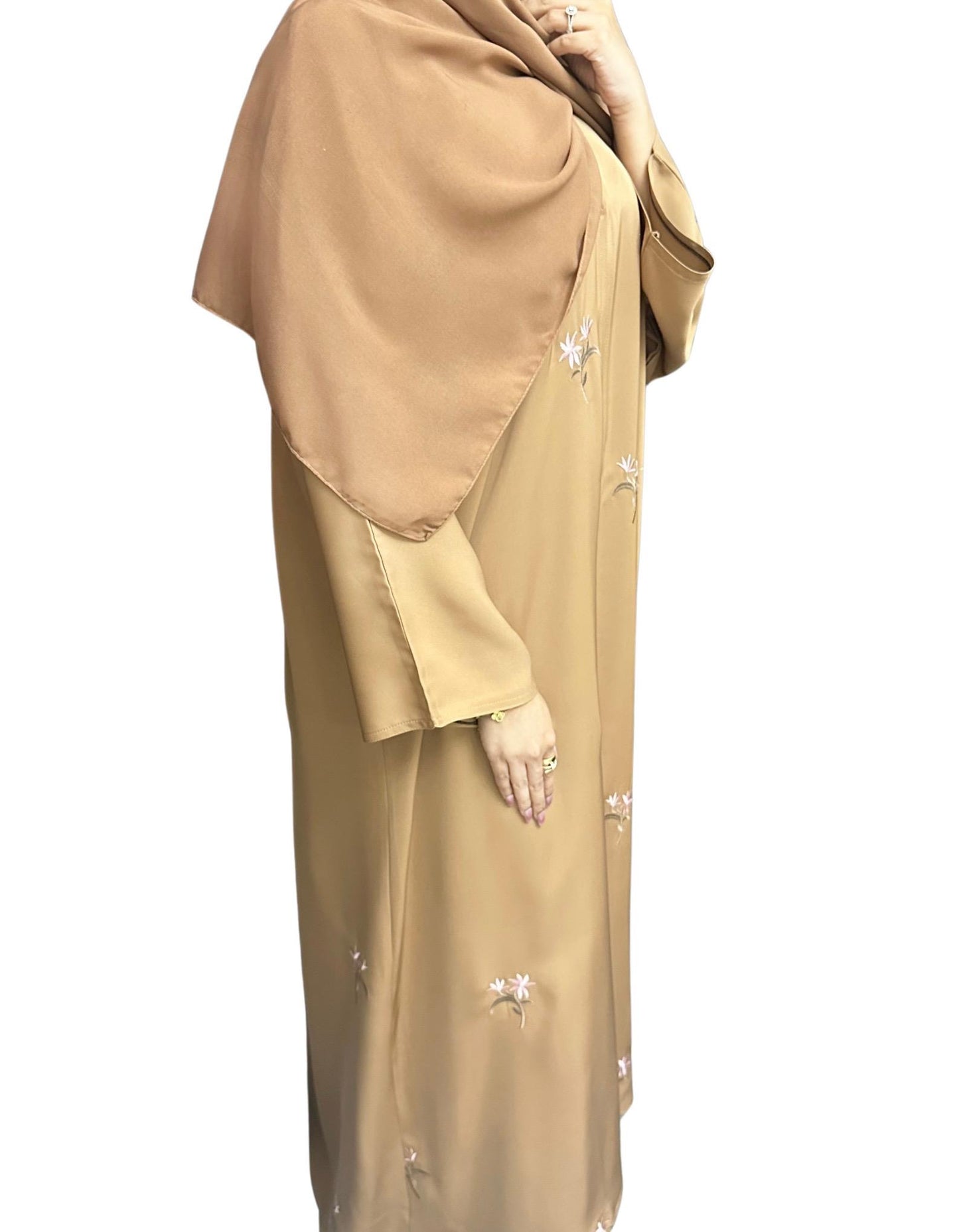 Beige Blossom Abaya